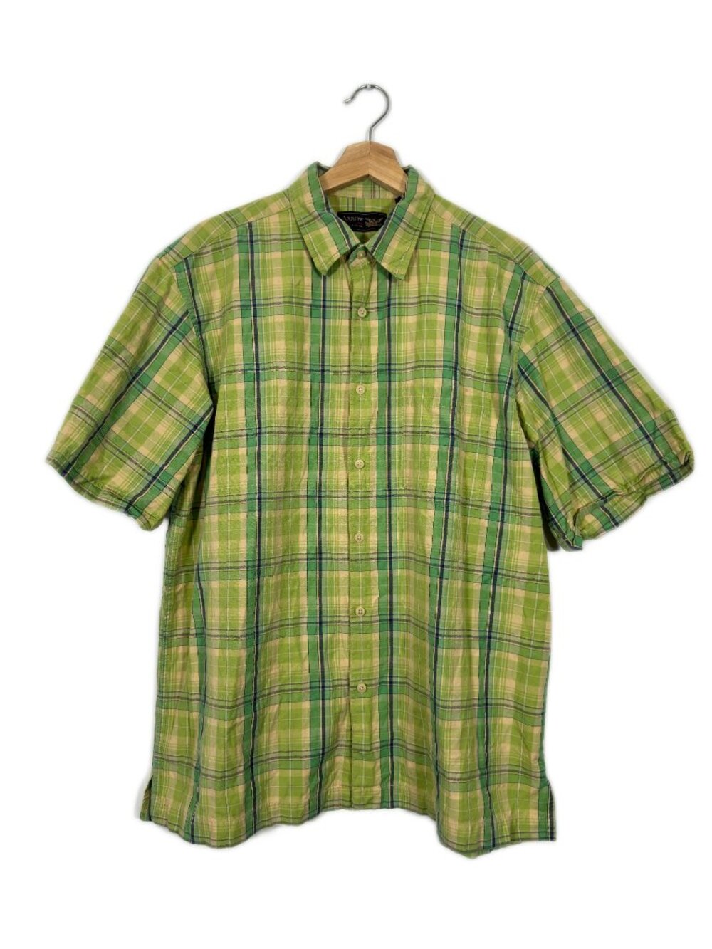 Arrow Men's Plaid Short Sleeve Shirt Cotton Large Green Preppy Casual Classic